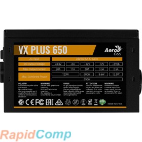 Блок питания Aerocool VX 650 PLUS (ATX 2.3, 650W, 120mm fan) Box